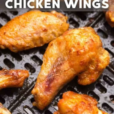 Crispy air fryer frozen chicken wings served on a plate