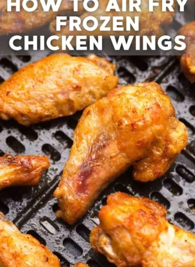 Crispy air fryer frozen chicken wings served on a plate