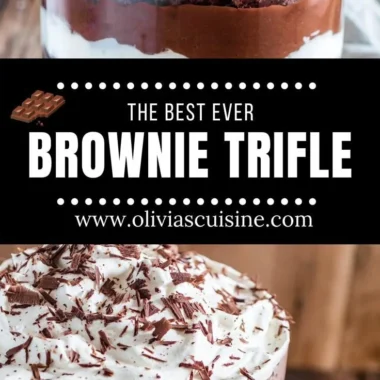 Delicious Brownie Trifle layers of brownies, mousse, and toppings in a glass