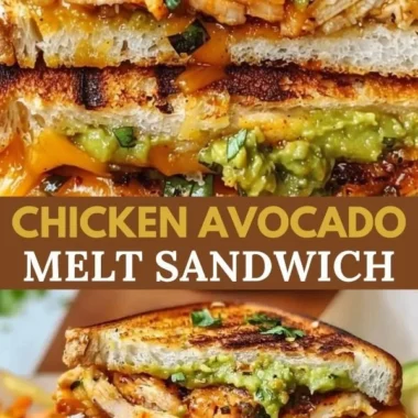 Delicious Chicken Avocado Melt Sandwich with cheese and fresh ingredients