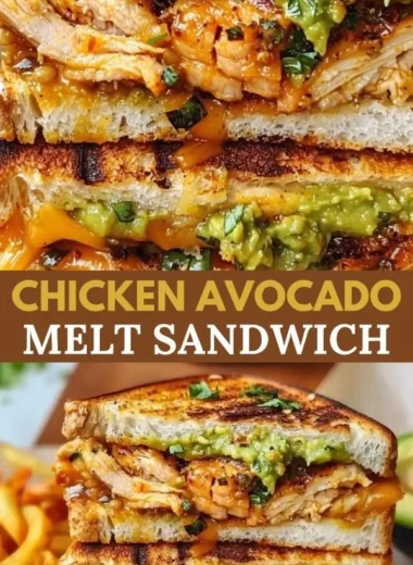 Delicious Chicken Avocado Melt Sandwich with cheese and fresh ingredients