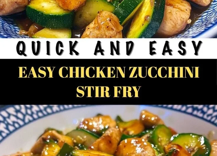 Colorful Chicken Zucchini Stir Fry with fresh vegetables in a pan