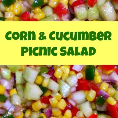 Fresh Corn and Cucumber Picnic Salad served in a bowl