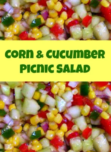 Fresh Corn and Cucumber Picnic Salad served in a bowl