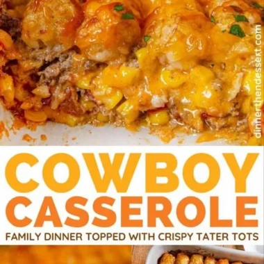 Delicious Cowboy Casserole served in a rustic dish