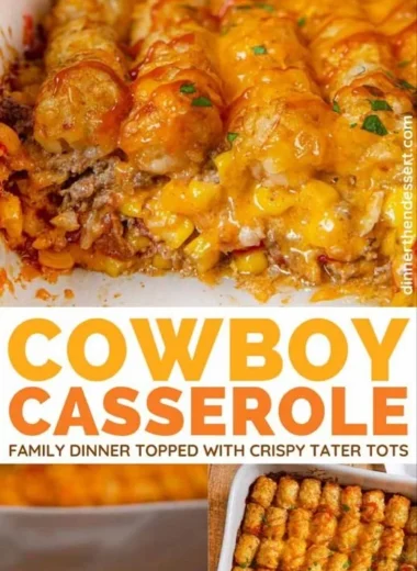 Delicious Cowboy Casserole served in a rustic dish