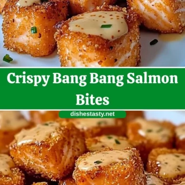 Crispy Bang Bang Salmon bites served with spicy sauce.