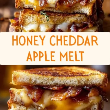 Hot Honey Apple Cheddar Beef Bacon Grilled Cheese sandwich with crispy bacon and melted cheese