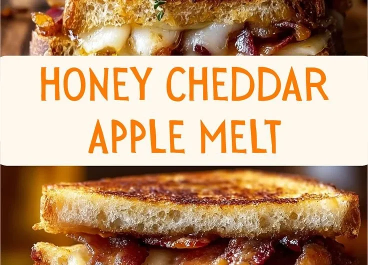 Hot Honey Apple Cheddar Beef Bacon Grilled Cheese sandwich with crispy bacon and melted cheese