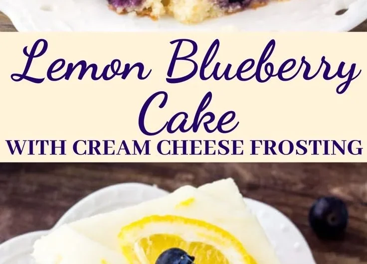 Delicious Lemon Blueberry Cake topped with fresh blueberries and lemon zest.