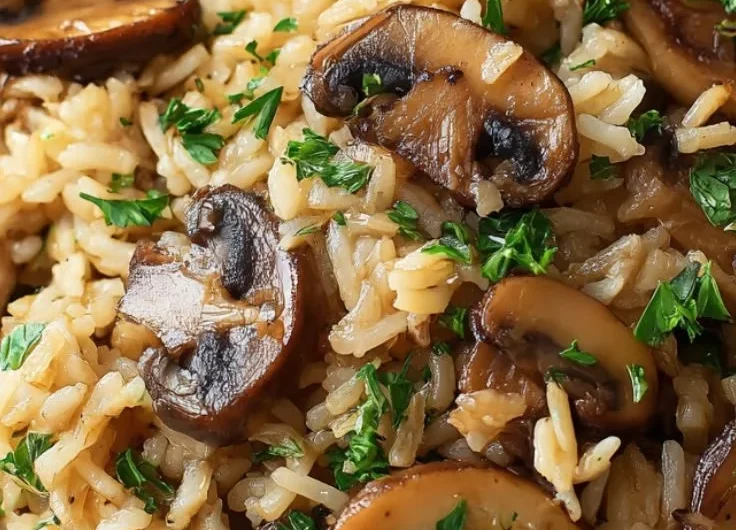 Delicious Mushroom Rice dish with fresh ingredients and herbs