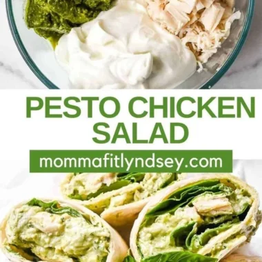 Simple 3 ingredient pesto chicken salad for a quick and healthy meal