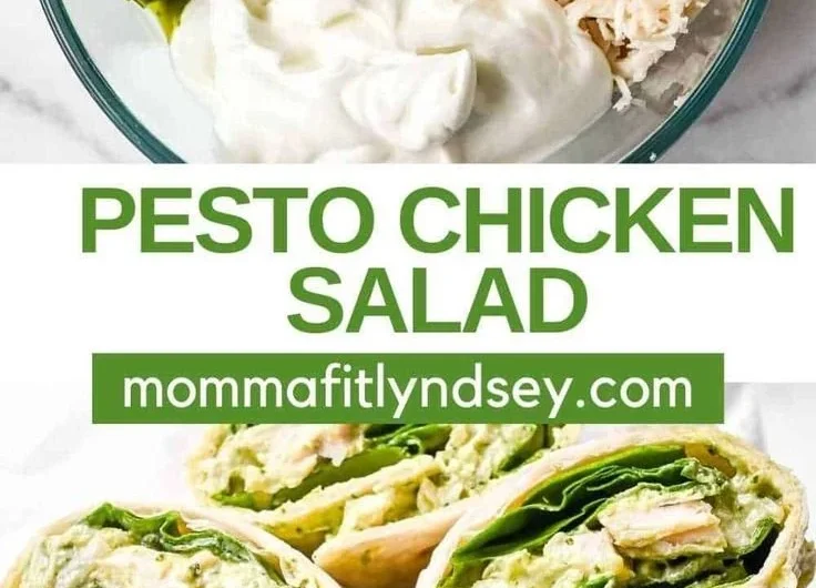 Simple 3 ingredient pesto chicken salad for a quick and healthy meal