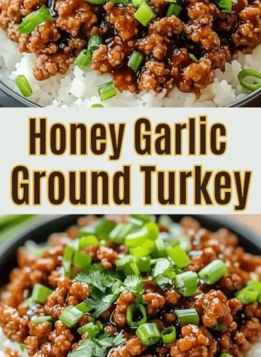 Delicious honey garlic ground turkey dish served with vegetables