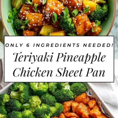 Sheet pan of sweet pineapple chicken and broccoli, a vibrant and easy dinner recipe.