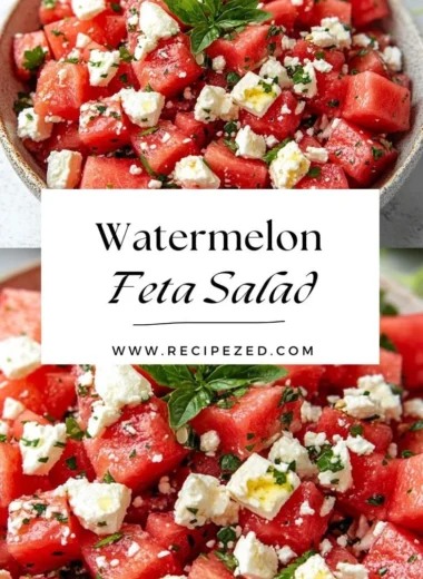 Fresh watermelon feta salad with mint and lime dressing