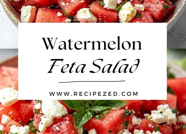 Fresh watermelon feta salad with mint and lime dressing