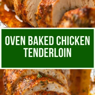 Delicious Baked Pork Tenderloin ready to serve with herbs and spices.