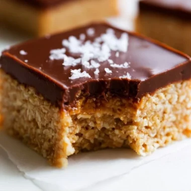 Chocolate peanut butter oatmeal bars stacked on a plate