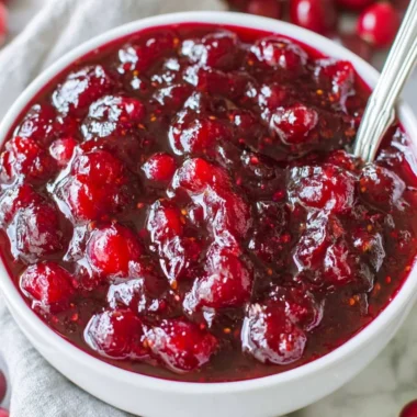 Homemade classic cranberry sauce in a bowl, perfect for holiday dinners