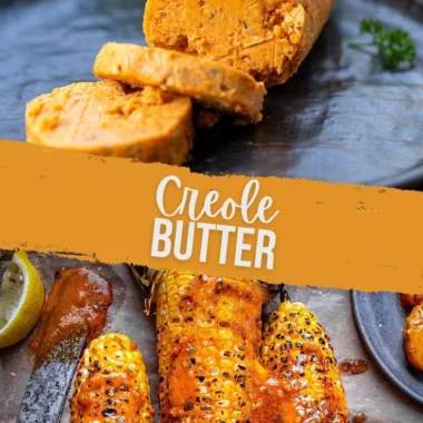 Dish of Creole Butter spread on grilled shrimp for enhanced flavor