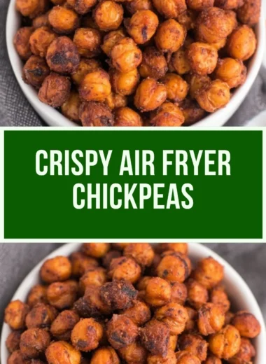 Crispy air fryer chickpeas on a plate, perfect for a healthy snack