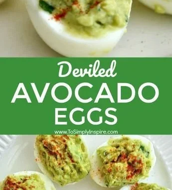 Delicious deviled avocado eggs garnished and ready to serve