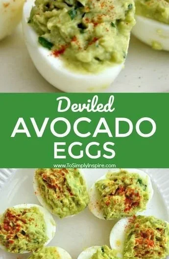 Delicious deviled avocado eggs garnished and ready to serve