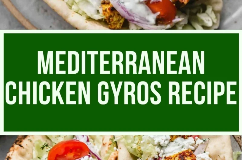 Delicious homemade chicken gyros served with fresh vegetables and tzatziki sauce.