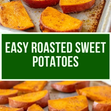 Deliciously roasted sweet potatoes garnished and ready to serve.