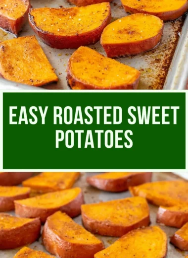 Deliciously roasted sweet potatoes garnished and ready to serve.