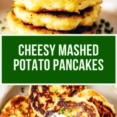 Delicious leftover mashed potato cakes cooking in a skillet