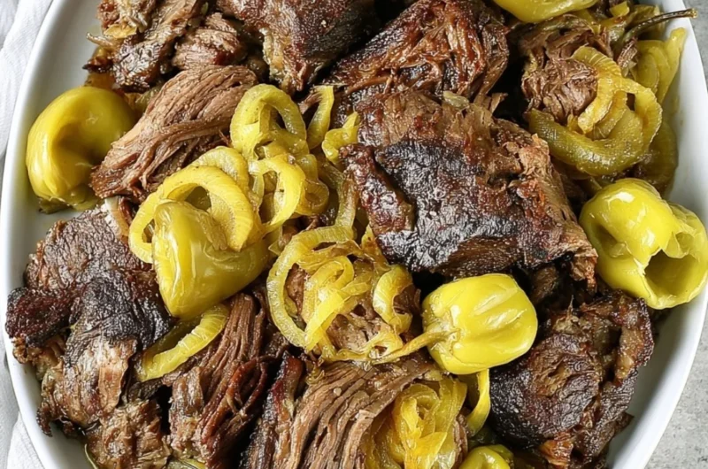 Low carb slow cooker Italian beef dish ready to serve