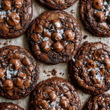 Salted brownie cookies with a delicious chocolatey texture and a sprinkle of salt
