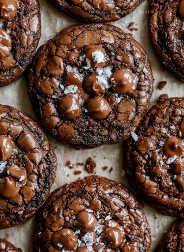 Salted brownie cookies with a delicious chocolatey texture and a sprinkle of salt