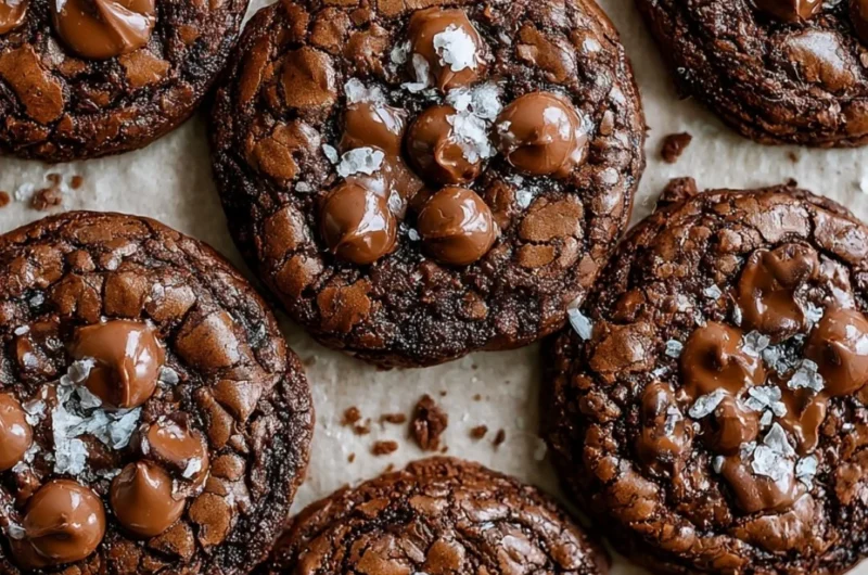 Salted brownie cookies with a delicious chocolatey texture and a sprinkle of salt