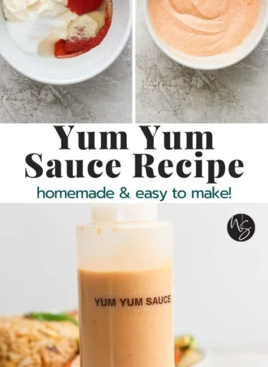 Delicious homemade Yum Yum Sauce in a bowl with ingredients around it.