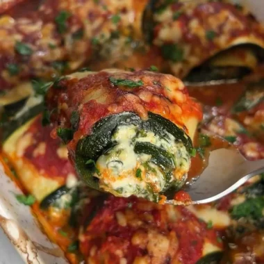 Delicious Zucchini Rollatini stuffed with ricotta cheese and herbs