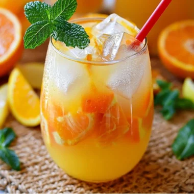 Refreshing 4-ingredient orange lemonade served in a glass with ice