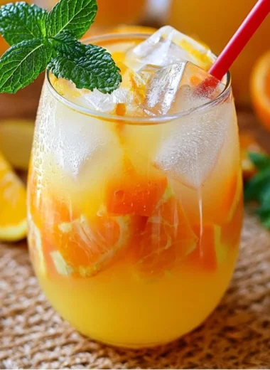 Refreshing 4-ingredient orange lemonade served in a glass with ice