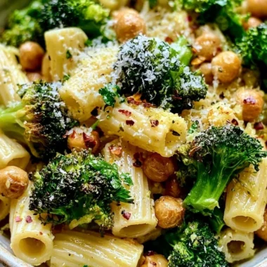 Delicious Broccoli Chickpea Pasta drizzled with Garlic Olive Oil