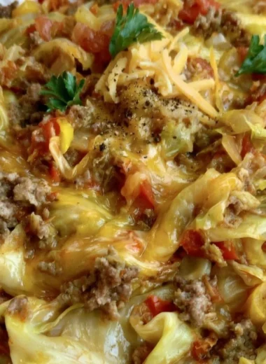 Delicious Cabbage Roll Skillet topped with fresh herbs and spices