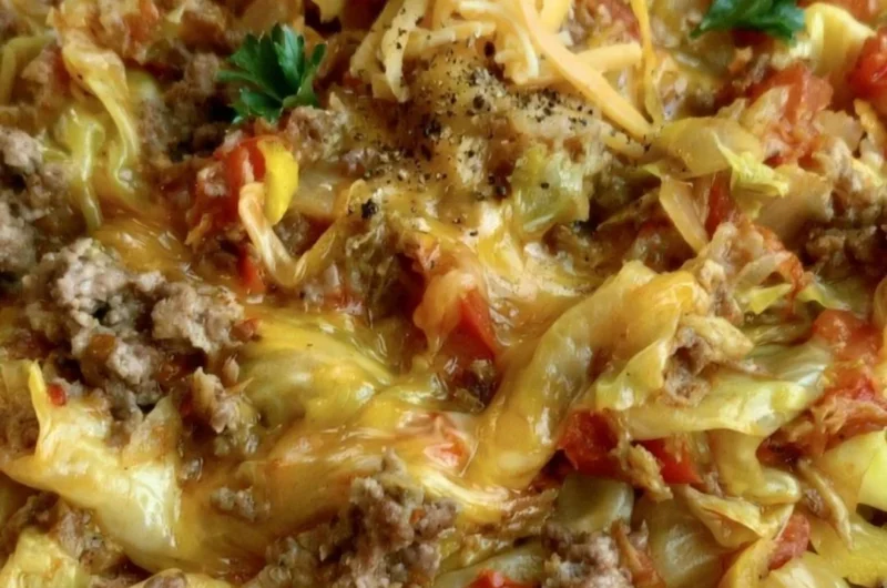 Delicious Cabbage Roll Skillet topped with fresh herbs and spices