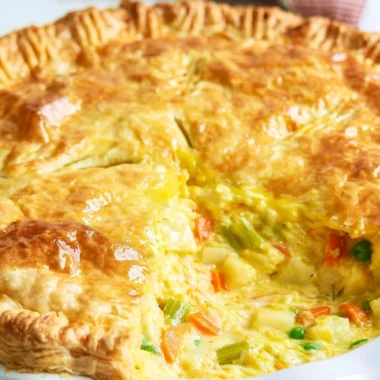 Comforting vegetable pot pie with a flaky crust and fresh vegetables