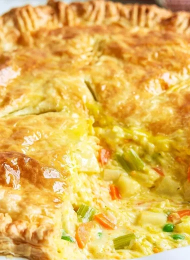 Comforting vegetable pot pie with a flaky crust and fresh vegetables