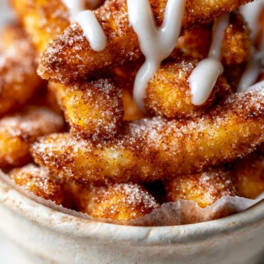 Cozy and delicious air fryer apple fries ready to enjoy