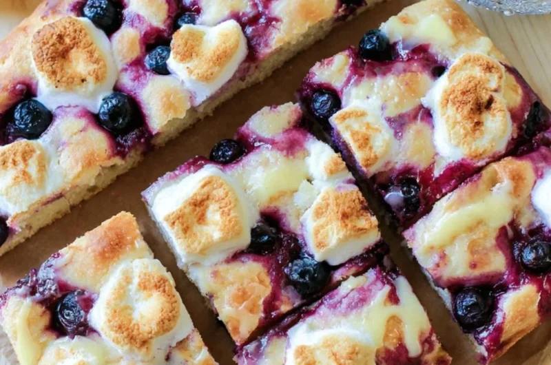 Delicious sourdough blueberry lemon focaccia bread fresh out of the oven