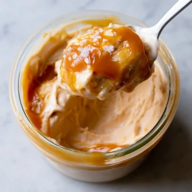 Delicious Ninja Creami salted caramel protein ice cream in a bowl.
