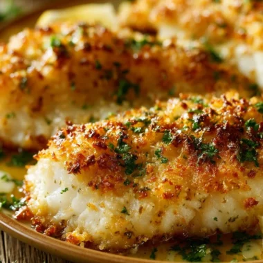 Oven-baked Parmesan Crusted Tilapia served with lemon and herbs