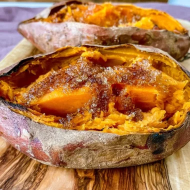 Smoked sweet potatoes served as a delicious comfort food dish.